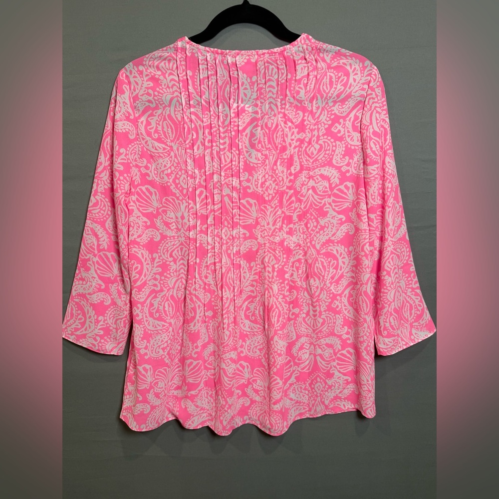 Lilly Pulitzer Vibrant‎ Pink and White Marilina Tunic Top, Size XS- NWT - Picture 7 of 8